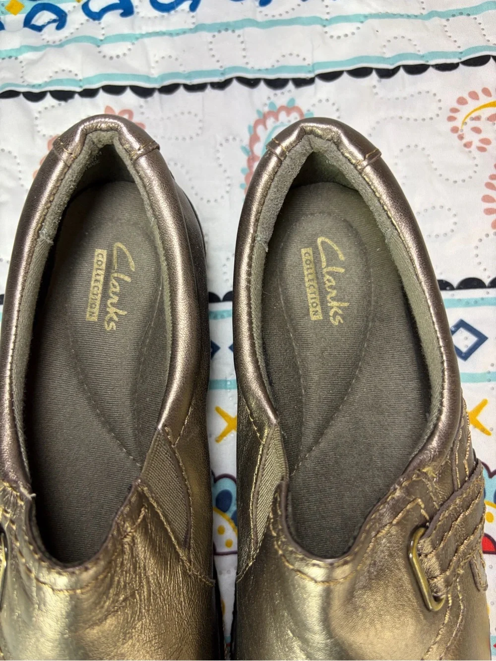 Clarks Women's Metallic Pewter Slip-On Loafers